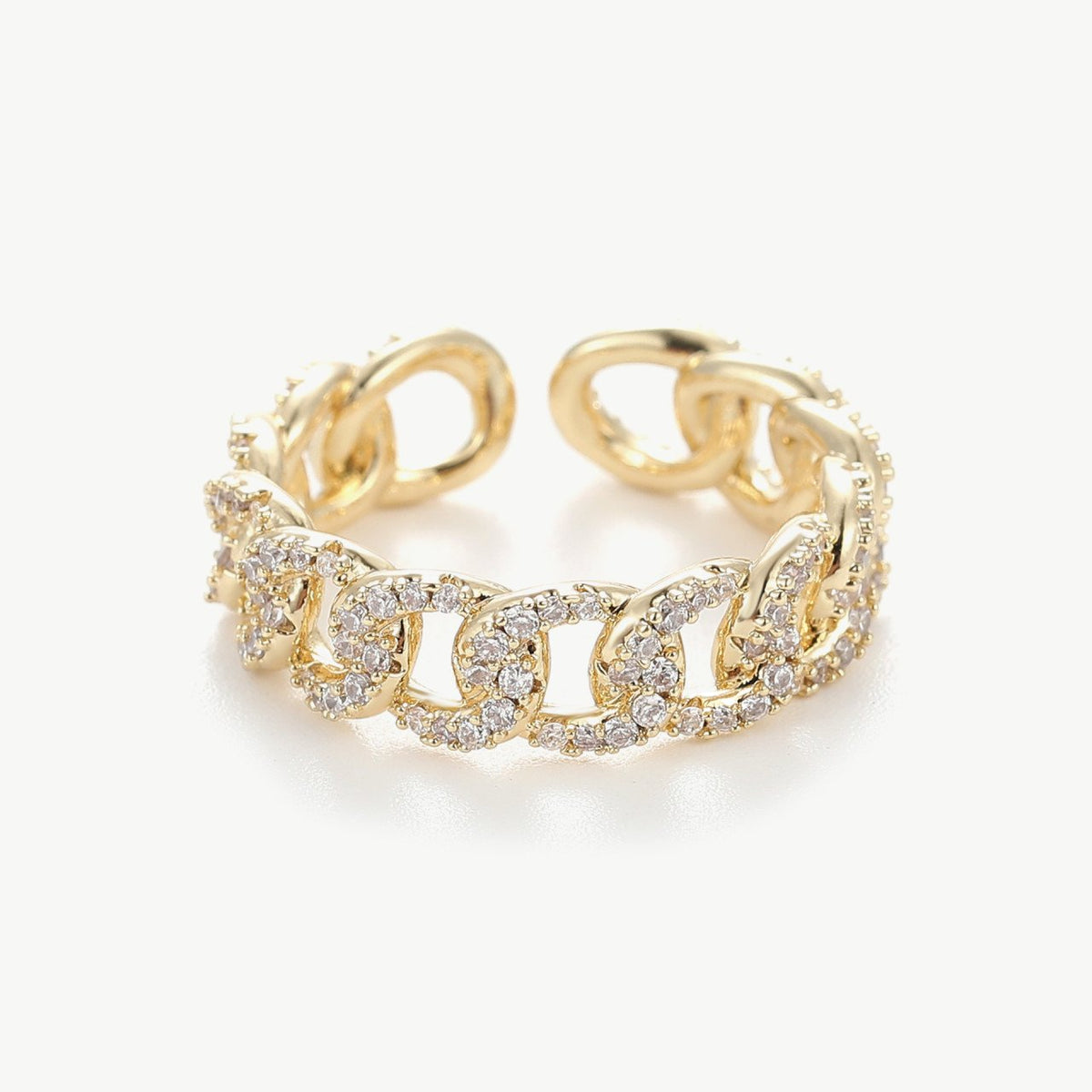 Bague en cuivre et zirconium en forme de chaîne